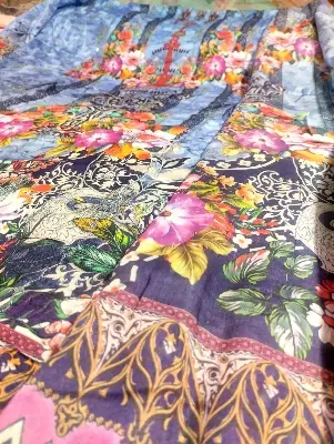 Picture of Elegant Cotton 3-Piece Salwar Kameez - Printed & Embroidered with Sequins Work