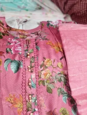 Picture of Linen (3 Pieces) Unstitched Salwar Kameez - Premium Quality Party Dress - Soft Comfortable and Beautiful Three Pieces Brown