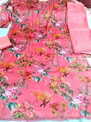 Picture of Linen (3 Pieces) Unstitched Salwar Kameez - Premium Quality Party Dress - Soft Comfortable and Beautiful Three Pieces Brown