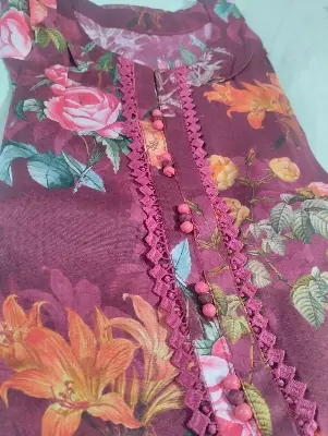 Picture of Linen (3 Pieces) Unstitched Salwar Kameez - Premium Quality Party Dress - Soft Comfortable and Beautiful Three Pieces Brown