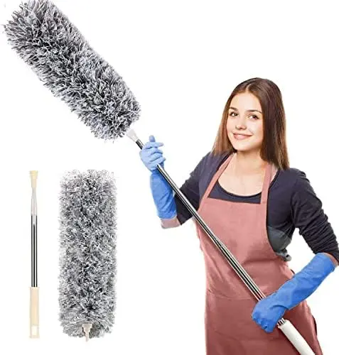Picture of Adjustable Microfiber Feather Duster | Extendable Handle 100 inch | Bendable Anti Static Cleaning Brush for Ceiling Fan, Furniture, Car & Home Dusting Tool Multicolor