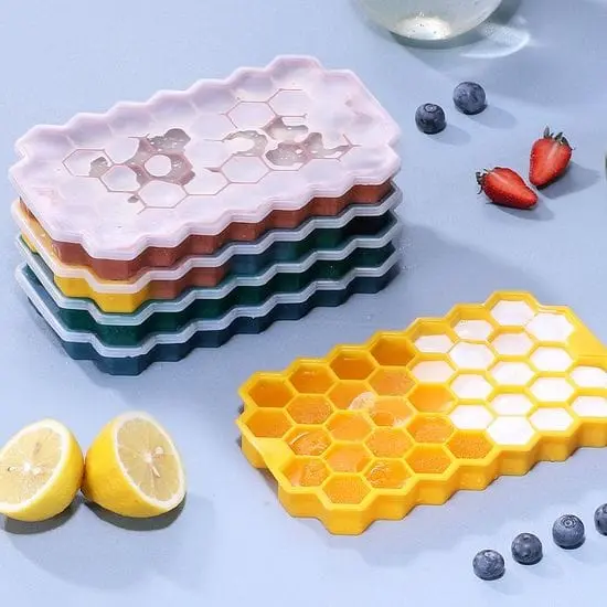 Picture of Silicone Honeycomb Ice Cube Tray | 37 Cavities | Food-Grade Reusable Ice Mold for Drinks & Frozen Treats