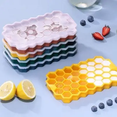 Picture of Silicone Honeycomb Ice Cube Tray | 37 Cavities | Food-Grade Reusable Ice Mold for Drinks & Frozen Treats