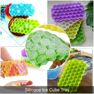 Picture of Silicone Honeycomb Ice Cube Tray | 37 Cavities | Food-Grade Reusable Ice Mold for Drinks & Frozen Treats