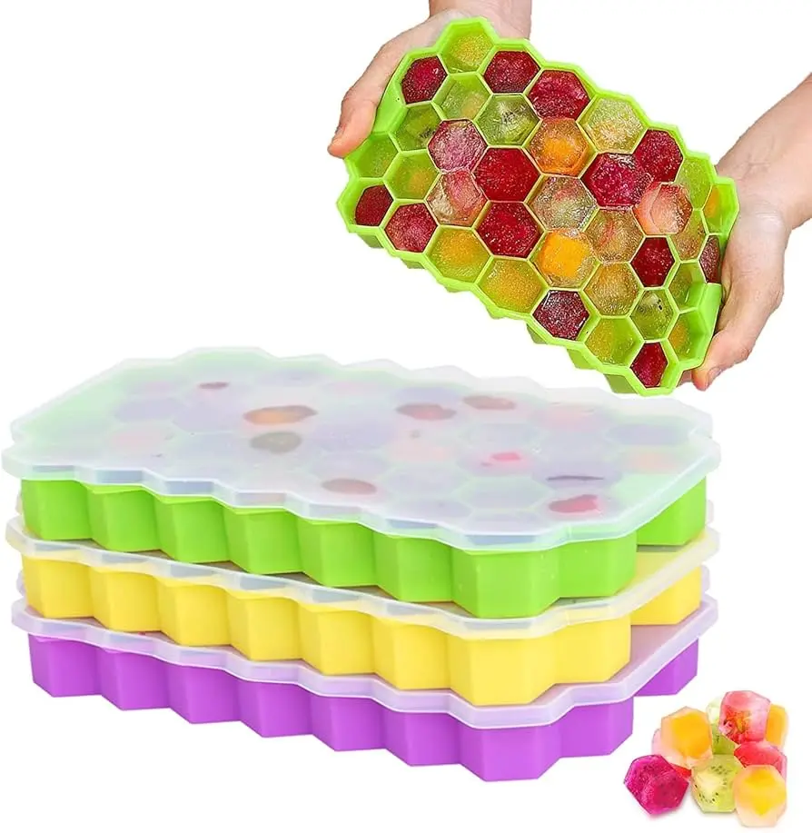 Picture of Silicone Honeycomb Ice Cube Tray | 37 Cavities | Food-Grade Reusable Ice Mold for Drinks & Frozen Treats