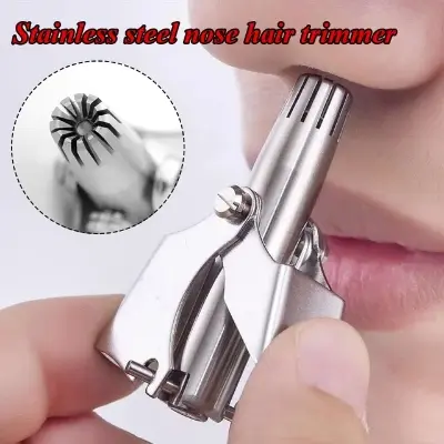 Picture of Stainless Steel Nose Hair Trimmer Clipper for Men & Women | Manual Cordless Nose & Ear Hair Cutter with Cleaning Brush & Storage Box | Portable, Safe & Durable Multicolor Grooming Tool | Free Delivery & Voucher Offer
