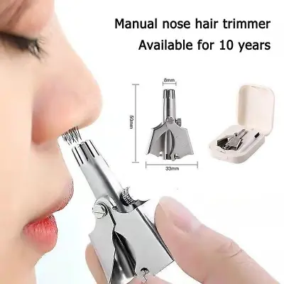 Picture of Stainless Steel Nose Hair Trimmer Clipper for Men & Women | Manual Cordless Nose & Ear Hair Cutter with Cleaning Brush & Storage Box | Portable, Safe & Durable Multicolor Grooming Tool | Free Delivery & Voucher Offer