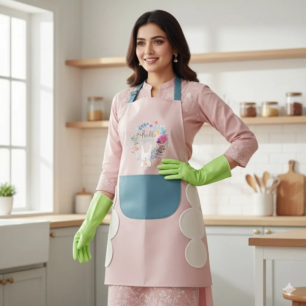 Picture of Premium Kitchen Apron & Hand Gloves Combo Pack for Cooking, Cleaning & Daily Use | Waterproof, Durable & Heat-Resistant | Ideal for Home & Restaurant