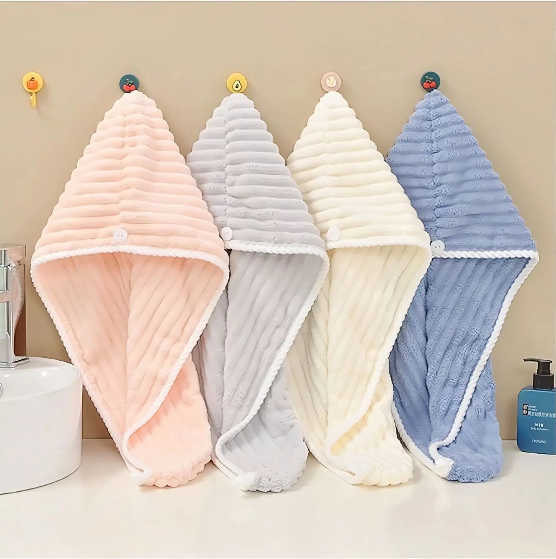 Picture of Super Absorbent Hair Towel Wrap & Winter Hand Gloves Combo Pack • Quick-Drying Hair Turban & Cold Water Protection Gloves • Perfect for Winter Multicolor