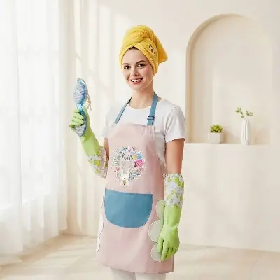 Picture of Winter Self-Care & Kitchen Combo Pack • Microfiber Hair Towel Wrap + Hand Gloves + Apron + Pedicure Foot Brush