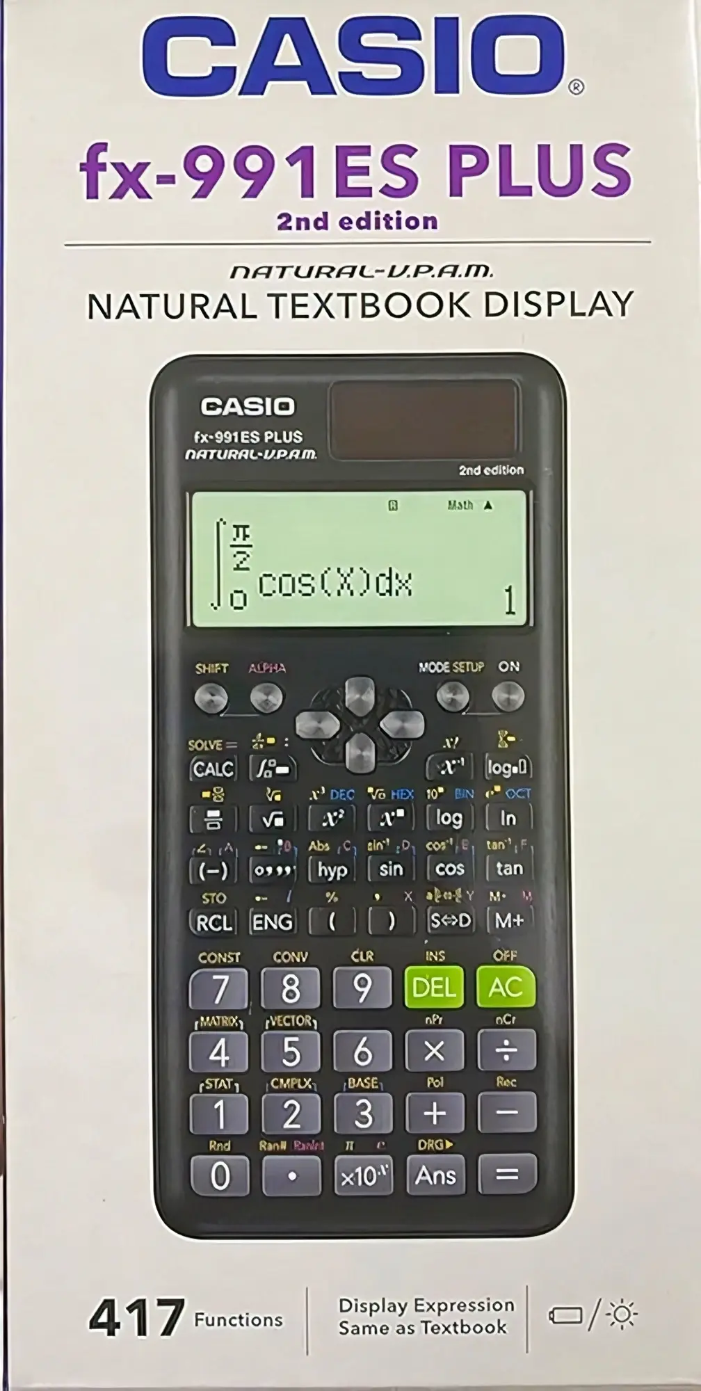 Picture of FX-991ES PLUS 2nd Edition Scientific Calculator | 417 Functions | Natural Textbook Display | Solar & Battery Powered | Best Calculator for Students & Engineers