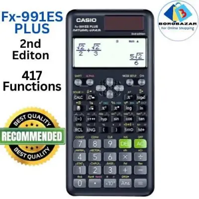 Picture of New Version Sceintific Calculator Fx 991 es plus 2nd edition for Students | Non Programmable - fx 991es plus Function 417 | Two way Powered Solar & Battery - Color Black