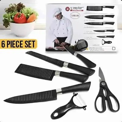 Picture of ZEPTER 6 PC Knife Set for Kitchen Knife Blade Knife Set for Kurbani Kitchen Cooking Knives Steak Knives