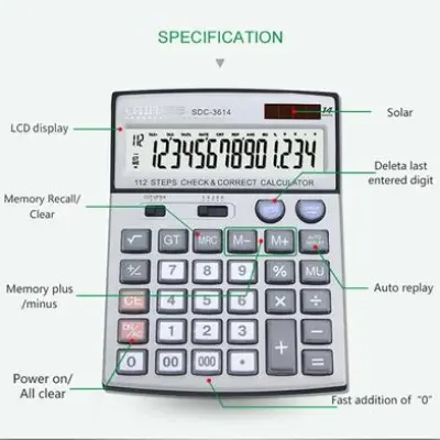 Picture of Citiplus Glass Key Series Electronic Calculator - SDC-3614
