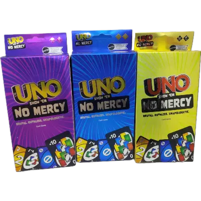 Picture of Uno No Mercy Mattel Games UNO Show ‘em No Mercy Card Game for Kids Adults and Family Parties and Travel With Extra Cards