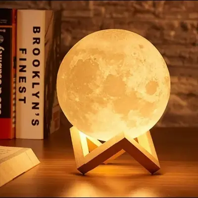 Picture of 16 Colors Touch and Remote Control Rechargeable LED Night Light 16 CM 3D Print Moon Lamp Touch Color
