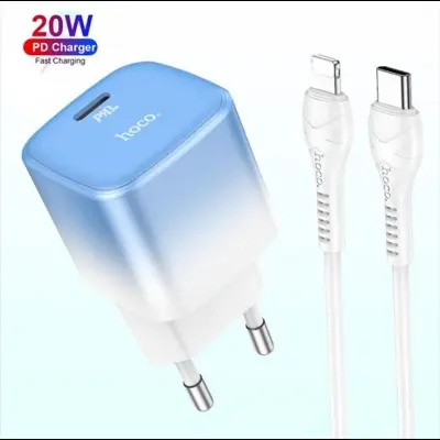 Picture of Hoco C101A PD 20W Fast Mini Travel Charger Adapter with Type C to Lightning Cable