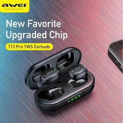 Picture of Awei T13 Pro Wireless Earbuds Bluetooth 5.3 Bass In-Ear TWS With Mic HiFi Stereo Gaming - Black