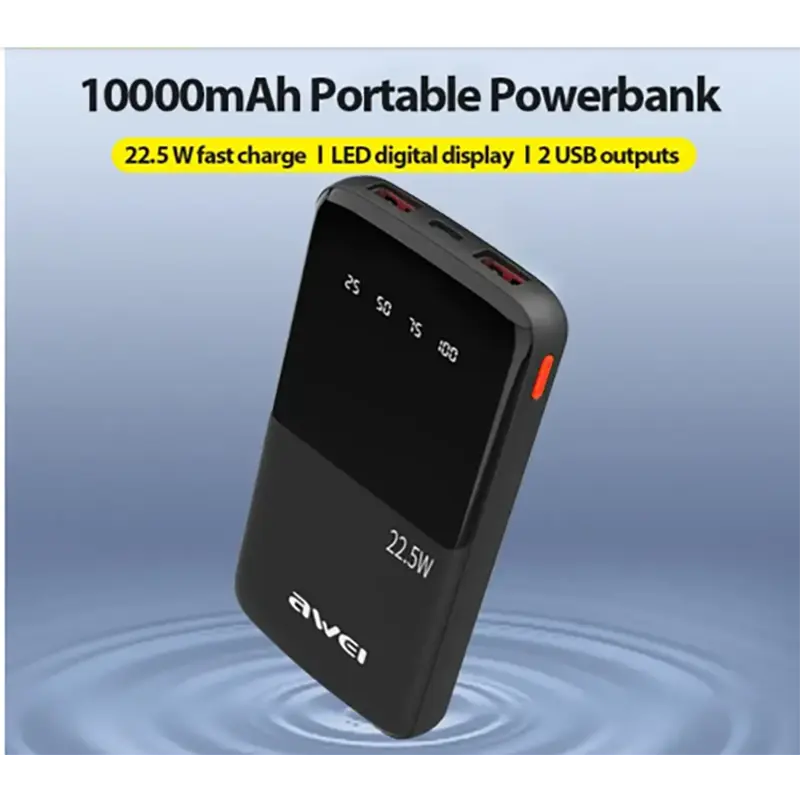 Picture of Awei P10K 10000mah 22.5W Fast Charging Digital Display Power Bank- Jara Telecom