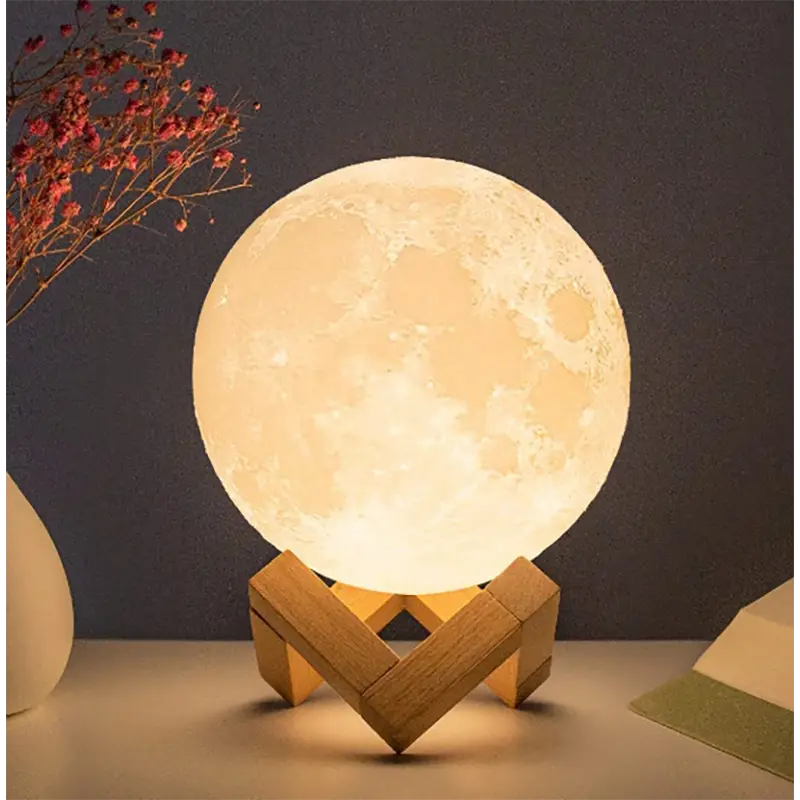 Picture of 16 Colors Touch and Remote Control Rechargeable LED Night Light 16 CM 3D Print Moon Lamp Touch Color
