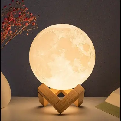 Picture of 16 Colors Touch and Remote Control Rechargeable LED Night Light 16 CM 3D Print Moon Lamp Touch Color