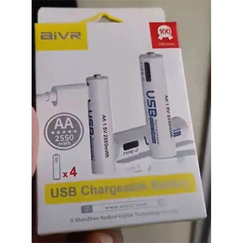 Picture of AiVR USB Rechargeable Batteries 4pc – AA – 2550 mWh