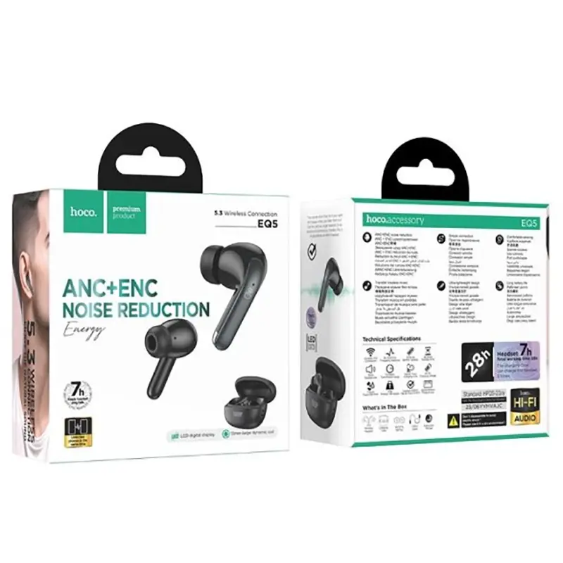 Picture of Hoco EQ5 Dual Mic ANC+ENC Bluetooth 5.3 Wireless Earbuds