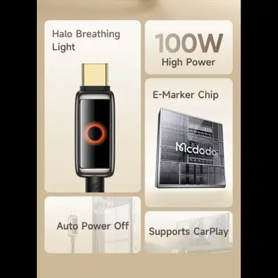 Picture of Mcdodo CA-668 100W USB-C to USB-C Auto Power Off Cable