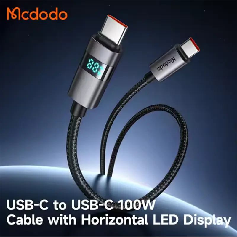 Picture of Mcdodo 561/657 Charging Power Display Data Cables USB-C 1.2M High Power Safe E-Mark Chip PD 100W USB Type C Cable