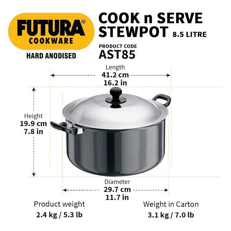 Picture of Hawkins Futura 8.5 Litre Stewpot SS Lid AST85(Black)