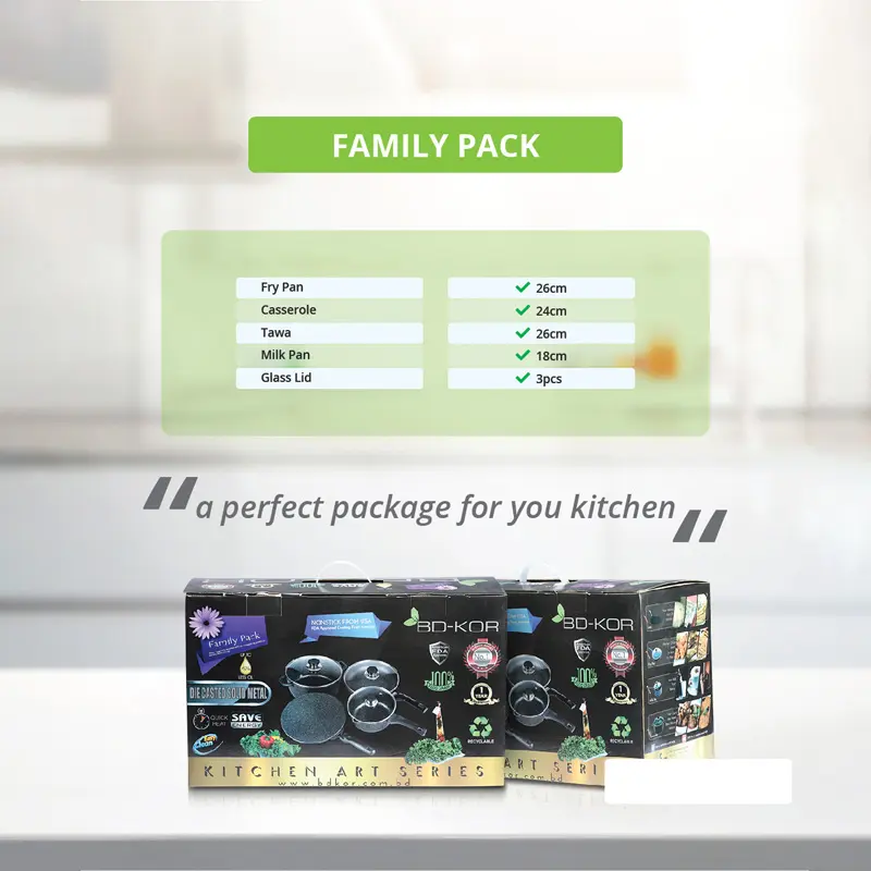 Picture of BD-KOR Non-Stick FAMILY PACK 7 Pcs Premium Marble Coating(Grey)