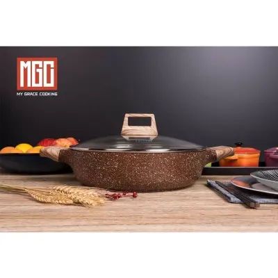 Picture of 24CM MGC Ajnur Marble Karai With Glass Lid(Multicolor)