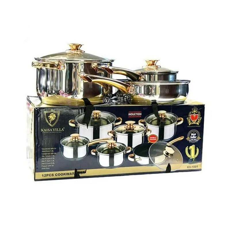 Picture of Kaisa Villa 12 Pcs Stainless Steel Cookware Set with Lid INDUCTION KV-1001(Multicolor)