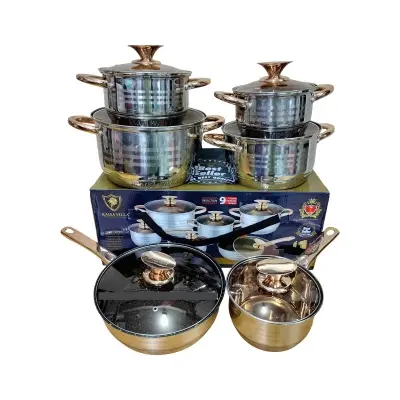 Picture of Kaisa Villa 12 Pcs Stainless Steel Cookware Set with Lid INDUCTION KV-6618(Multicolor)