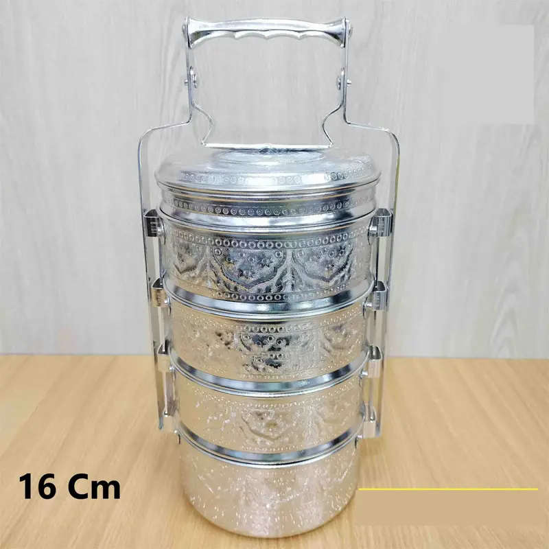 Picture of 16CM 5 Tier Vintage Aluminium Tiffin Food Carrier(Silver)