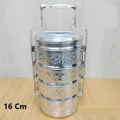 Picture of 16CM 5 Tier Vintage Aluminium Tiffin Food Carrier(Silver)
