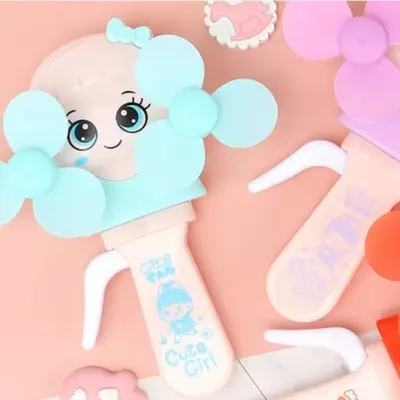 Picture of 1PC Cute Girl Portable Manual Hand Crank Mini Fan Without Battery