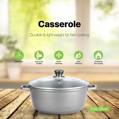 Picture of BD-KOR CASSEROLE (24 CM) Non-Stick Marble Coating with Glass Lid(Gray)