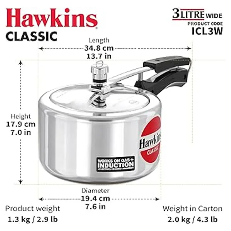 Picture of Hawkins IC Classic pressure cooker 3 Liter INDUCTION(Multicolor)