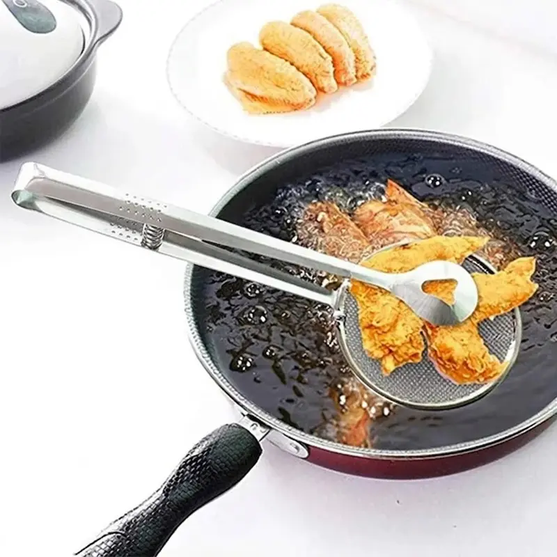 Picture of Kitchen Multi-purpose Filter Spoon Tongs Fried Food Strainer Clamp Colander Tool(Silver)