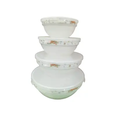 Picture of 4 pcs Pyrex Food Serving Container Bowl With Lid MULTI-COLOR(Multicolor)