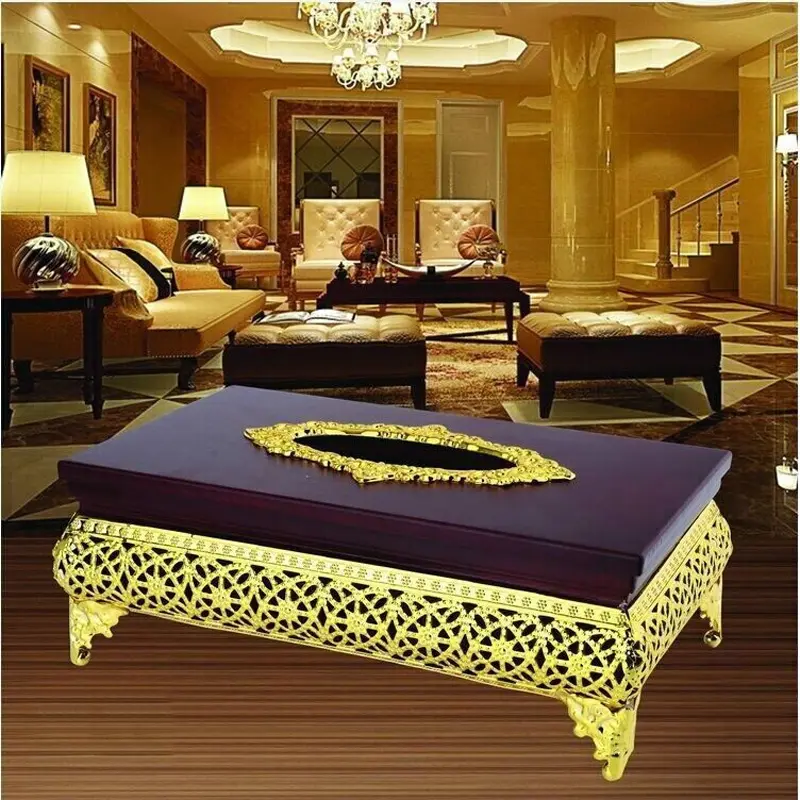 Picture of European style classical luxurious high end tissue box Gold Plated(Multicolor)