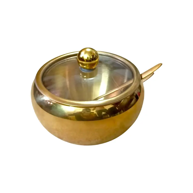 Picture of Stainless Steel Golden Apple Masala Box with glass lid(Multicolor)