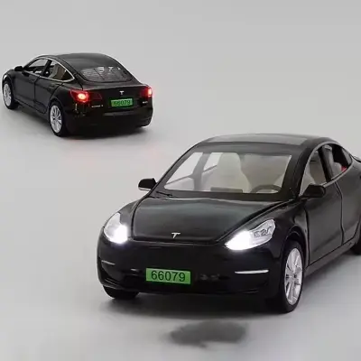 Picture of 1PC Diecast Metal 1:32 Scale Tesla Model 3 Pull Back Miniature Replica(Multicolor)
