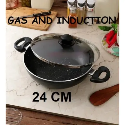 Picture of Prestiege INDUCTION Karai with Glass Cover 24 CM (MULTIPLE COLOR)(Black)