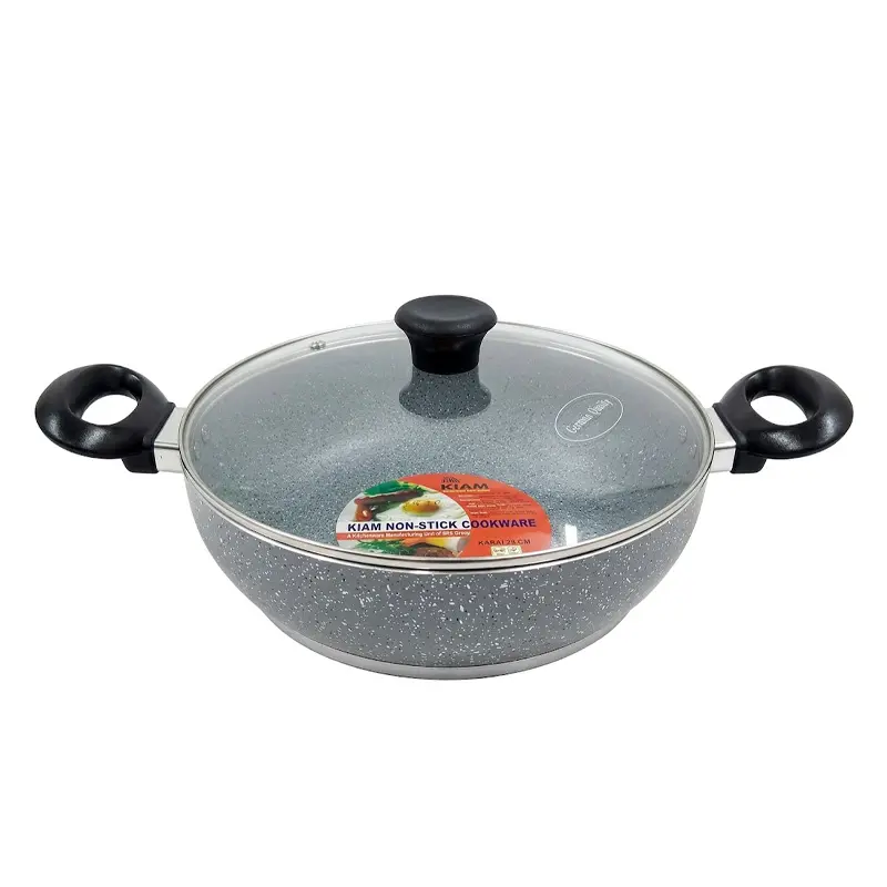 Picture of Kiam Marble Coated Karai With Glass Lid 30cm(Multicolor30)