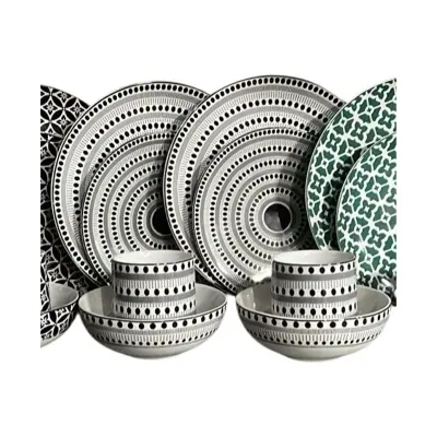 Picture of 24 Pieces Ariane Dinner Set BLACK DOT Design(Multicolor)