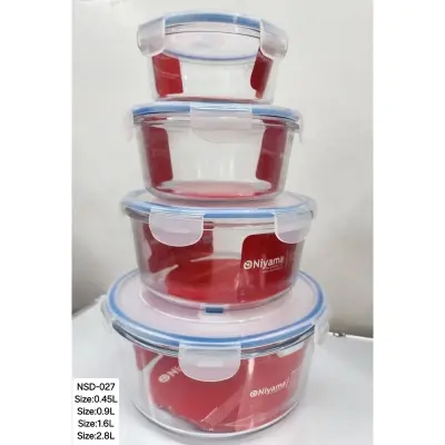 Picture of 4 pcs Set Microwave Oven Heating Lunch Box Healthy Glass Food Container with Lid NSD-027(Multicolor)