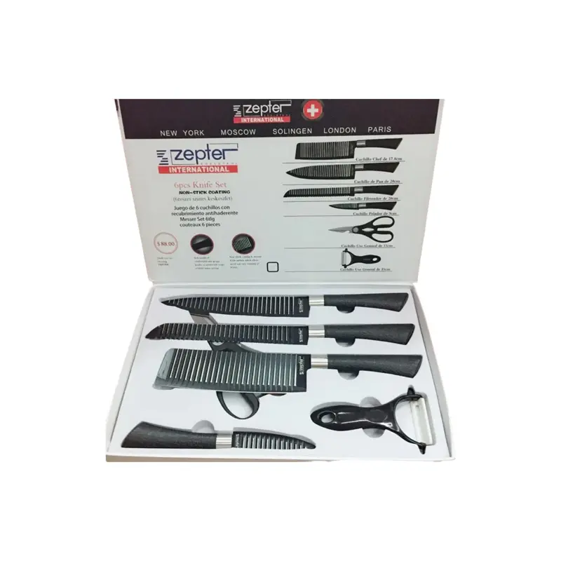 Picture of 6 Pcs Knife Set Non-Stick Coating Stainless Steel(Black)