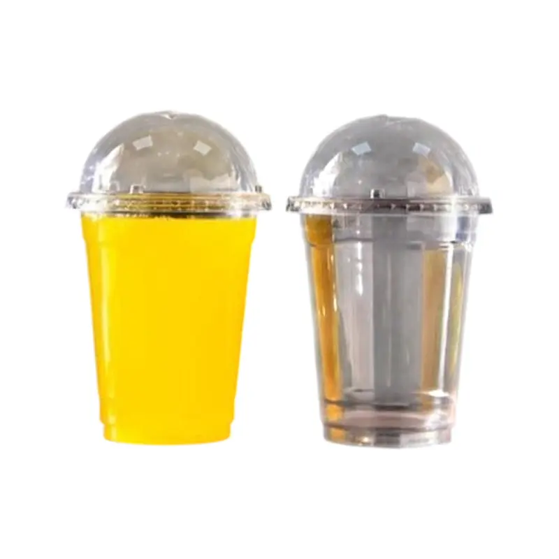 Picture of 100PCS One time Plastic Juice Glass OR Cake jar 350 Ml With Lid(Multicolor100PCS)